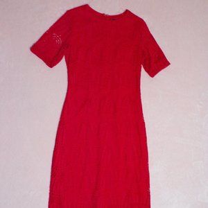 RED LACE FITTED DRESS, SIZE 4